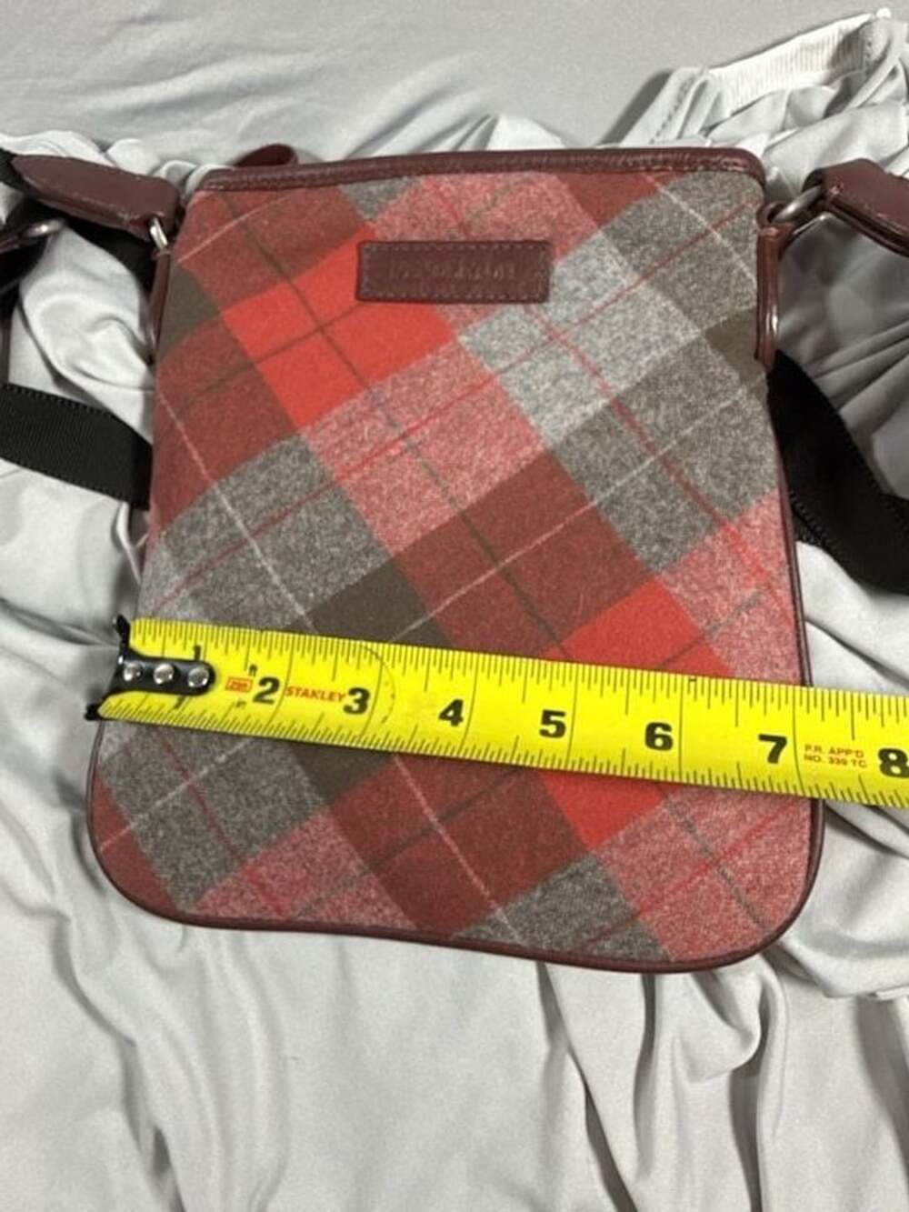 Pendleton Red Plaid Wool and Leather Crossbody Bag - Picture 9 of 11